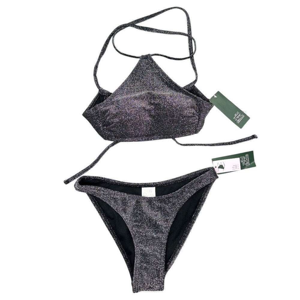 Wild Fable Silver Sparkle Bikini Set NWT‎